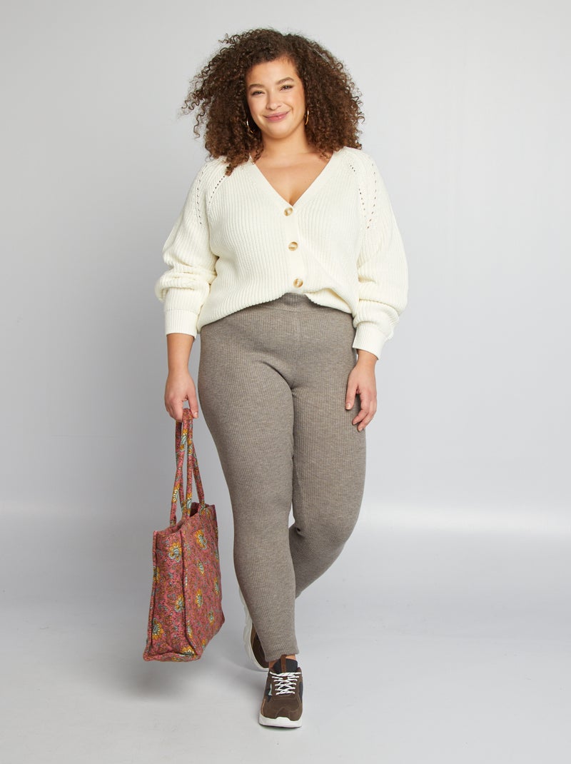 Legging van ribstof BIEGE - Kiabi