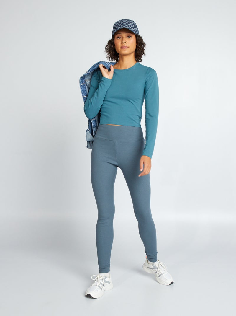Legging van ribstof GRIJS - Kiabi