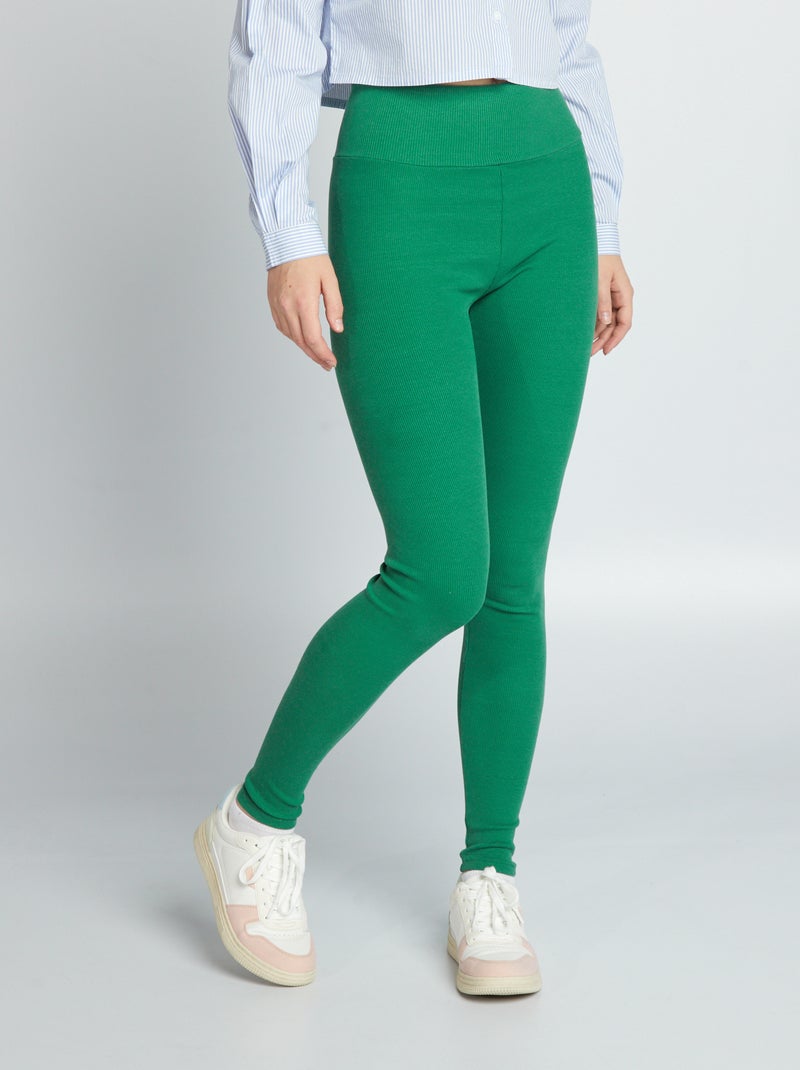 Legging van ribstof GROEN - Kiabi