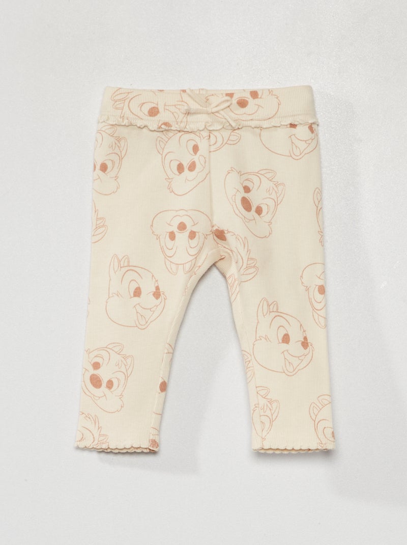 Legging van ribstof 'Knabbel en Babbel' WIT - Kiabi
