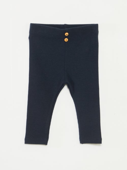 Legging van ribstof met knoopjes - Kiabi
