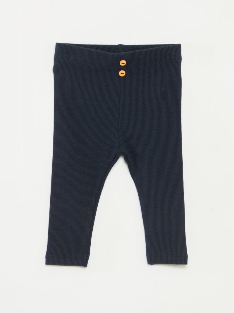 Legging van ribstof met knoopjes Blauw - Kiabi