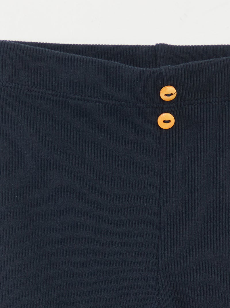 Legging van ribstof met knoopjes Blauw - Kiabi