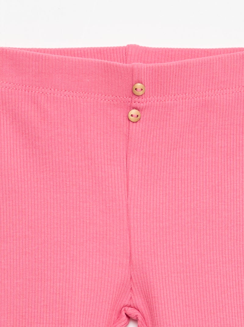 Legging van ribstof met knoopjes Fuchsia - Kiabi
