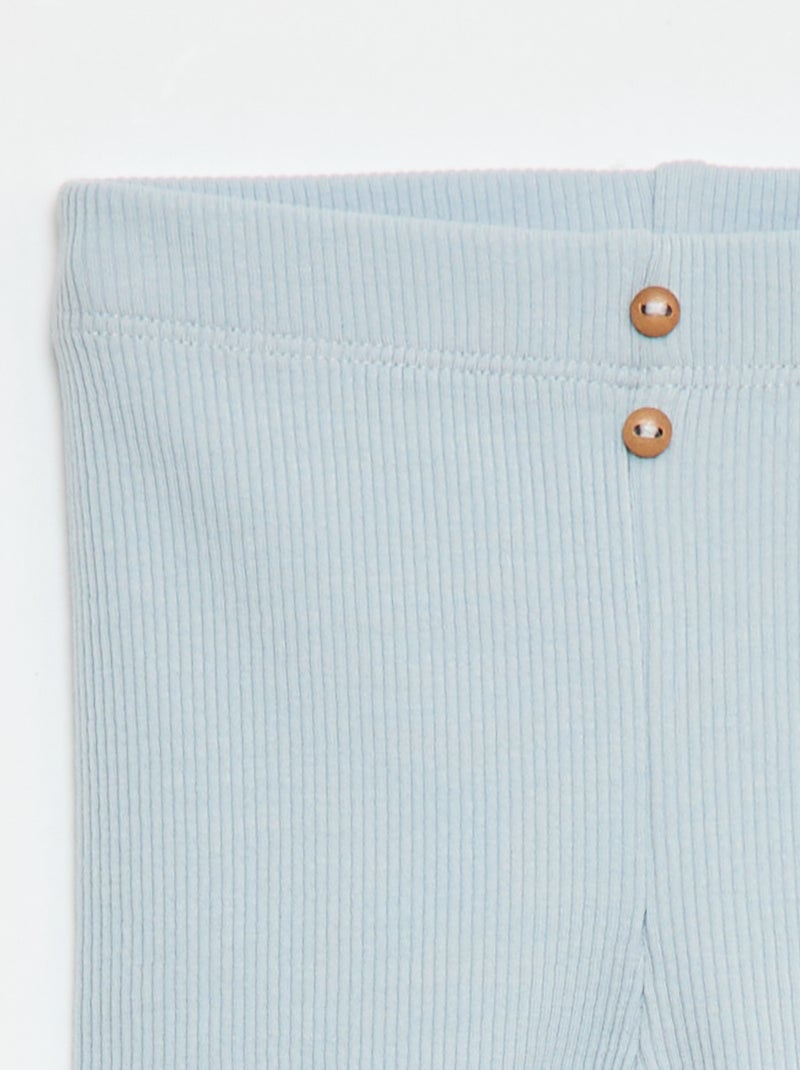 Legging van ribstof met knoopjes Lichtblauw - Kiabi