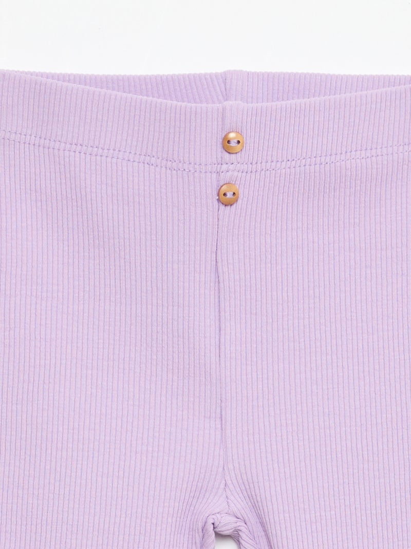 Legging van ribstof met knoopjes Paars - Kiabi