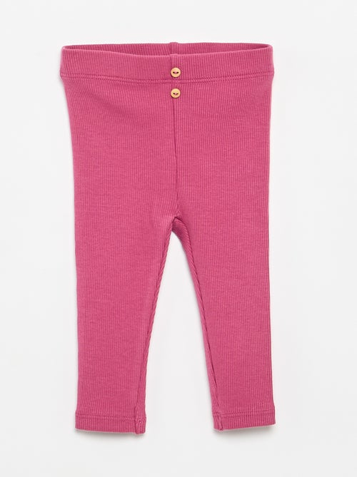 Legging van ribstof met knoopjes - Kiabi