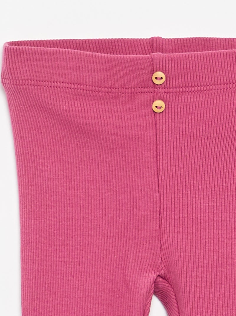 Legging van ribstof met knoopjes Paars - Kiabi