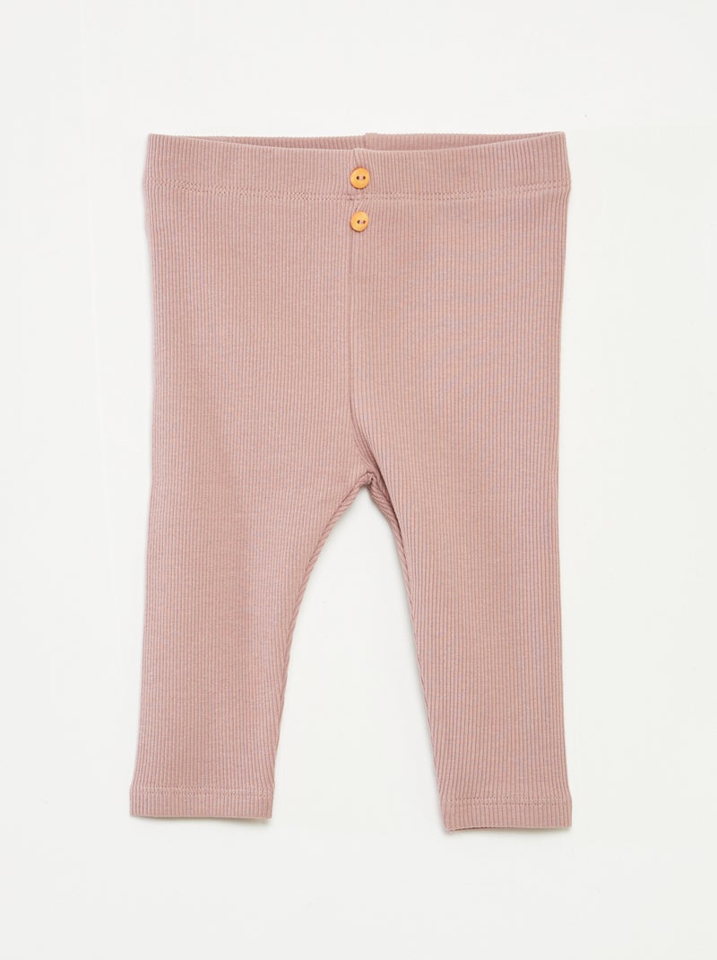 Legging van ribstof met knoopjes Rose - Kiabi