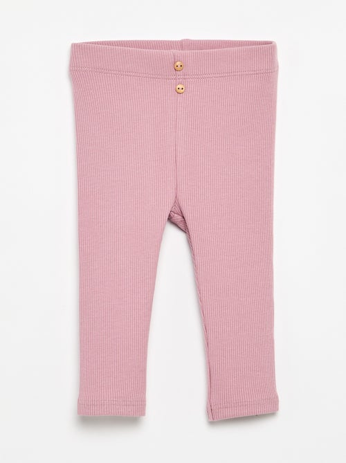 Legging van ribstof met knoopjes - Kiabi