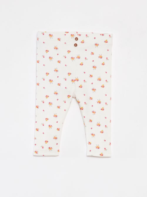 Legging van ribstof met knoopjes - Kiabi