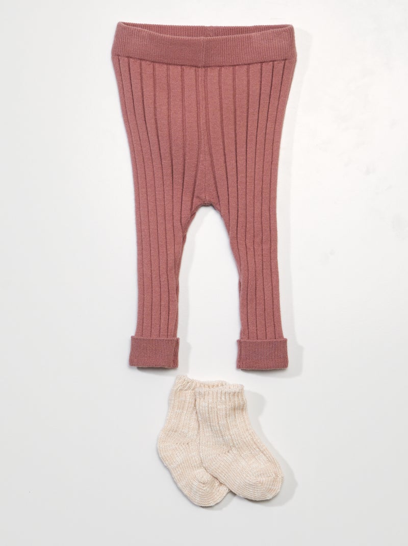 Legging van ribstof + sokjes - 2-delig ROSE - Kiabi