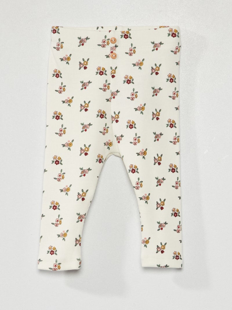 Legging van ribstof WIT - Kiabi