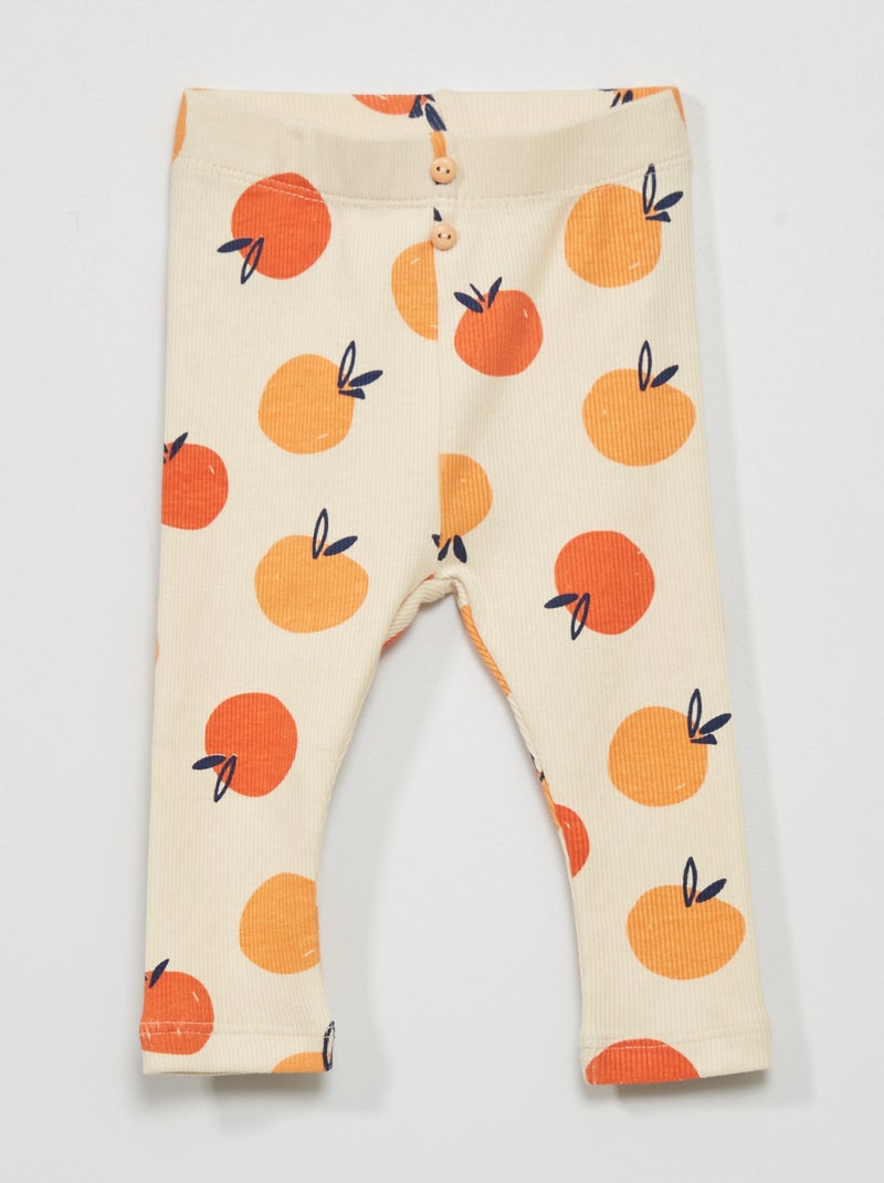 Legging van ribstof WIT - Kiabi