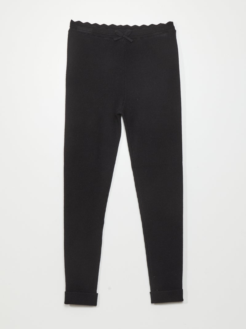 Legging van ribstof ZWART - Kiabi