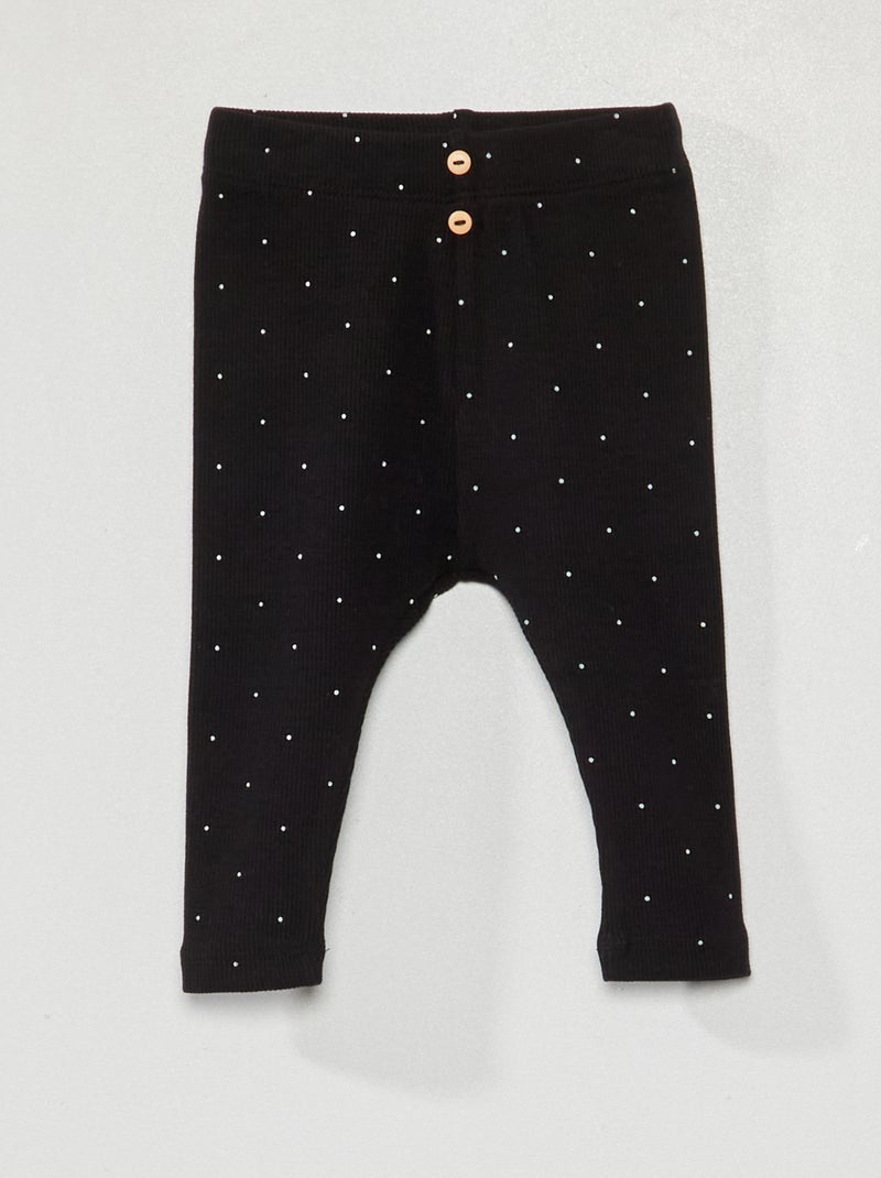 Legging van ribstof zwarte stippen - Kiabi