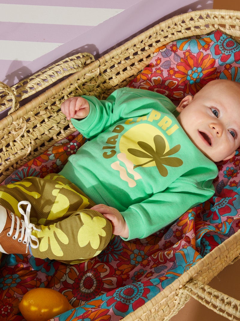 Legging van ribtricot - 'Grafik Edition' GROEN - Kiabi