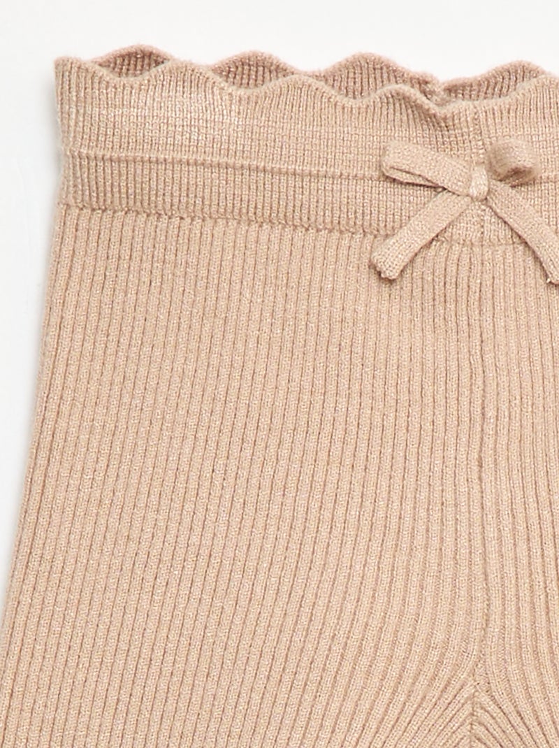 Legging van ribtricot met leuk strikje Biege - Kiabi