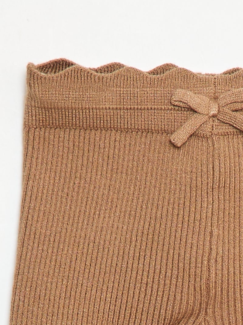 Legging van ribtricot met leuk strikje Bruin - Kiabi