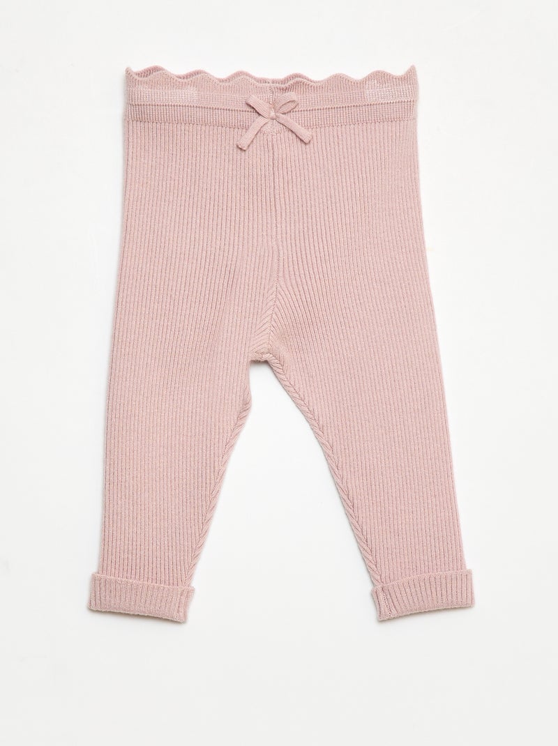 Legging van ribtricot met leuk strikje Paars - Kiabi