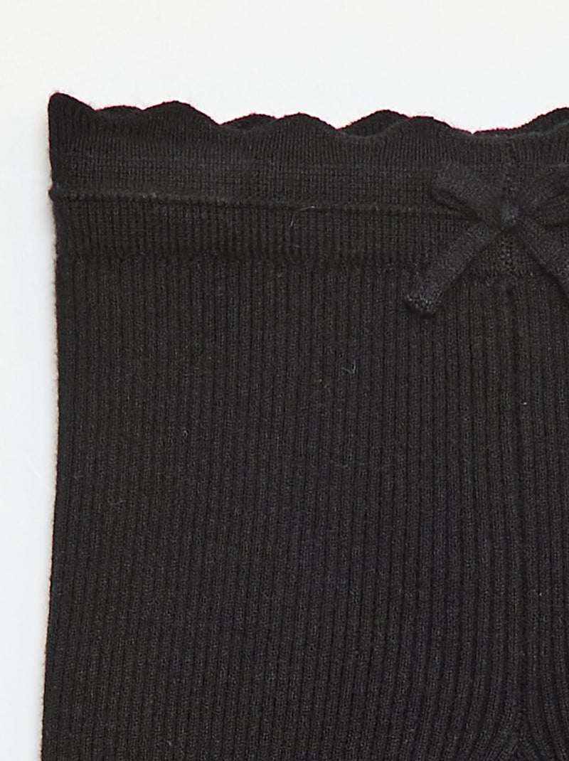 Legging van ribtricot met leuk strikje zwart - Kiabi