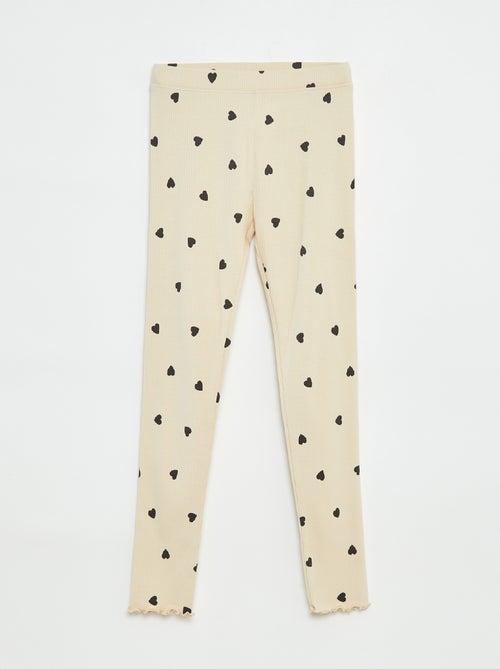 Legging van ribtricot met motiefje - Kiabi