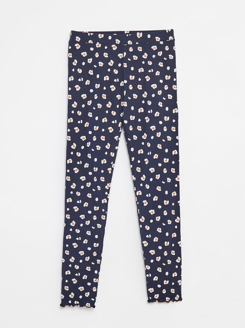 Legging van ribtricot met motiefje - Kiabi