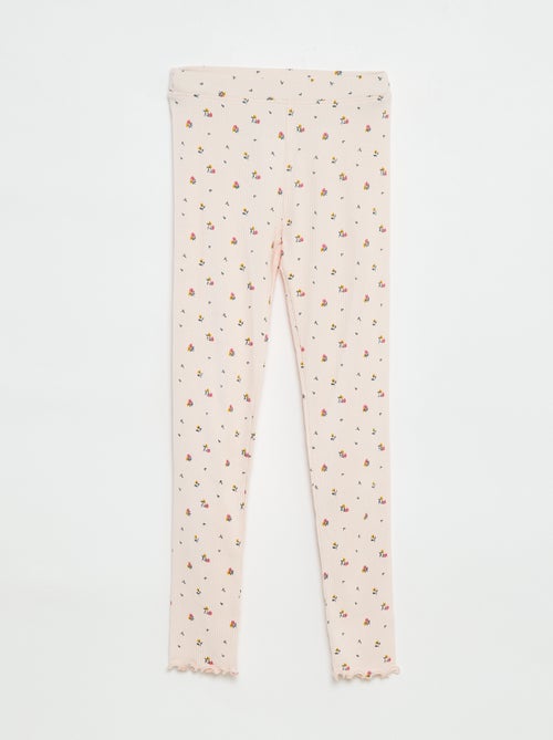 Legging van ribtricot met motiefje - Kiabi