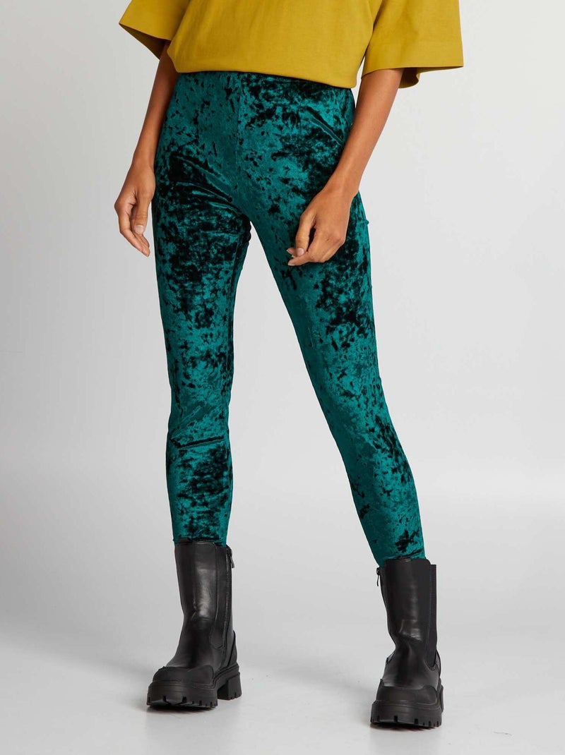 Legging van velours GROEN - Kiabi