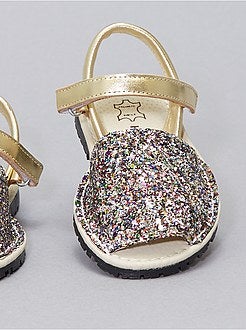 Leren sandalen met pailletten - Kiabi