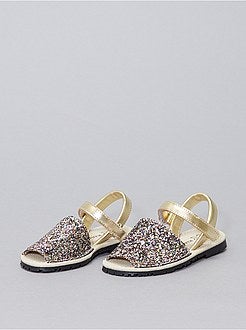 Leren sandalen met pailletten - Kiabi