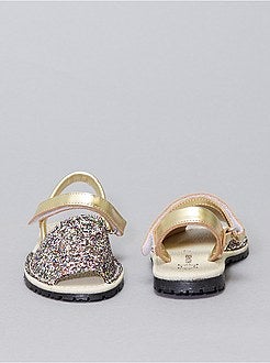 Leren sandalen met pailletten - Kiabi