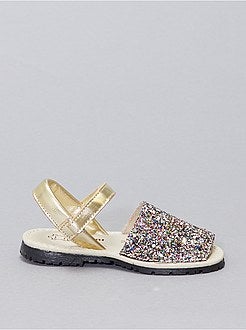 Leren sandalen met pailletten - Kiabi