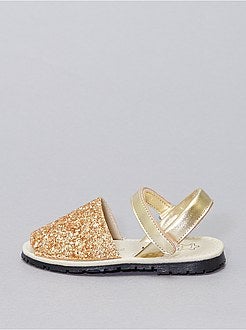 Leren sandalen met pailletten - Kiabi