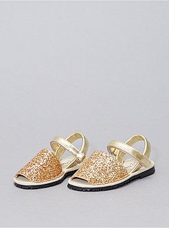 Leren sandalen met pailletten - Kiabi