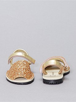 Leren sandalen met pailletten - Kiabi