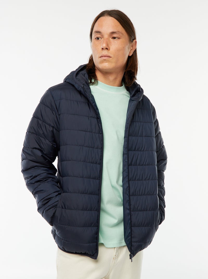 Licht donsjack met capuchon Blauw - Kiabi