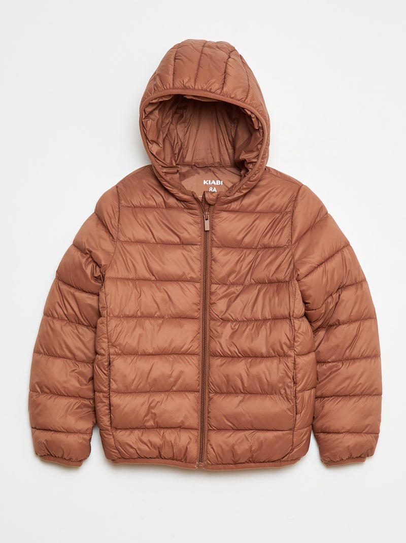 Licht donsjack met capuchon Bruin - Kiabi