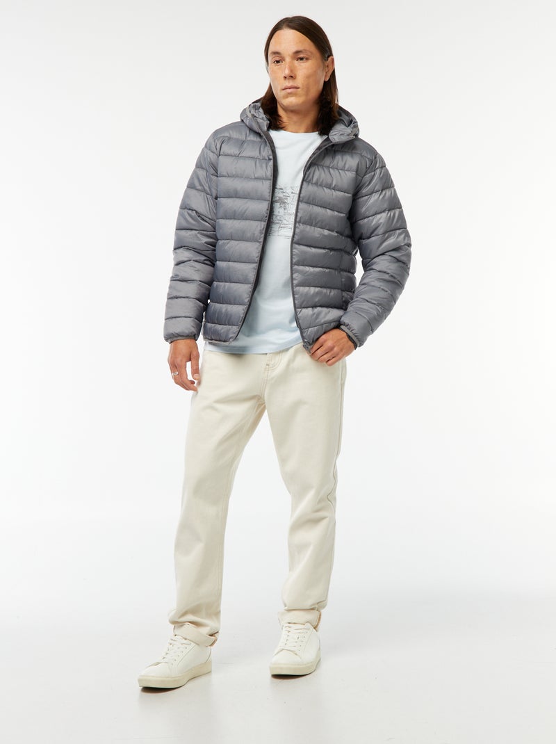 Licht donsjack met capuchon Grijs - Kiabi