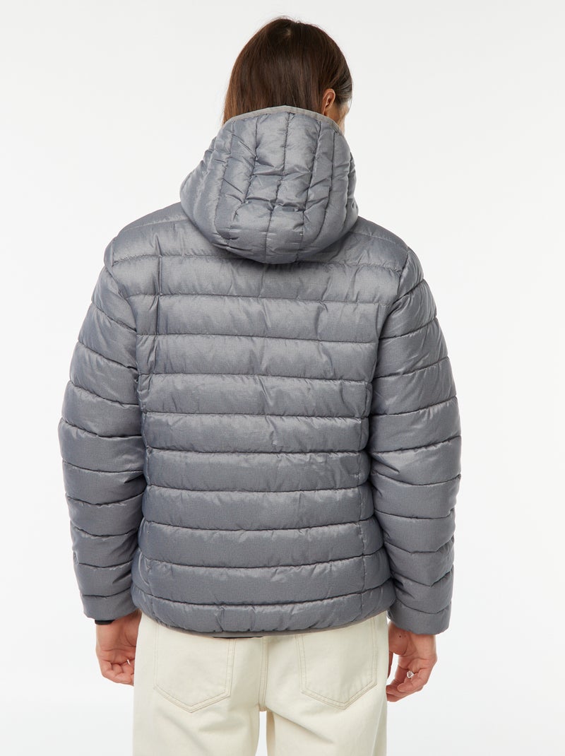 Licht donsjack met capuchon Grijs - Kiabi