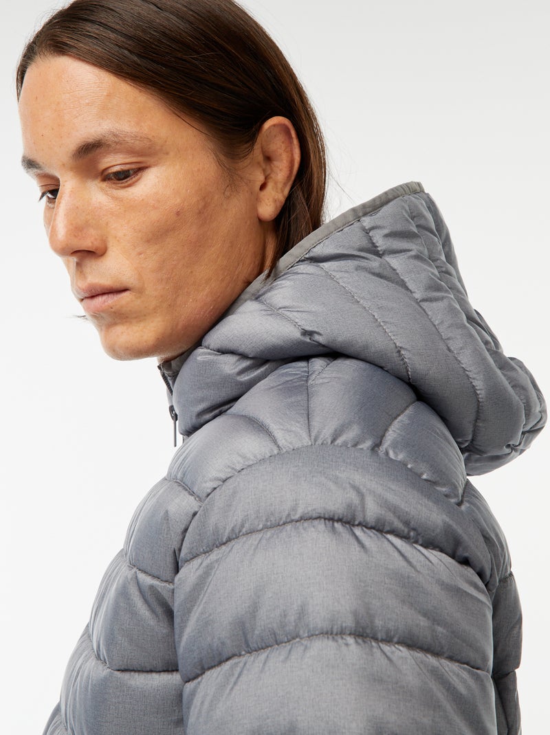 Licht donsjack met capuchon Grijs - Kiabi