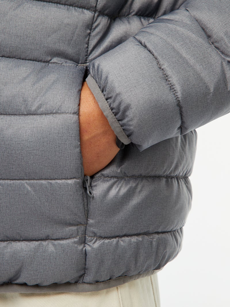 Licht donsjack met capuchon Grijs - Kiabi