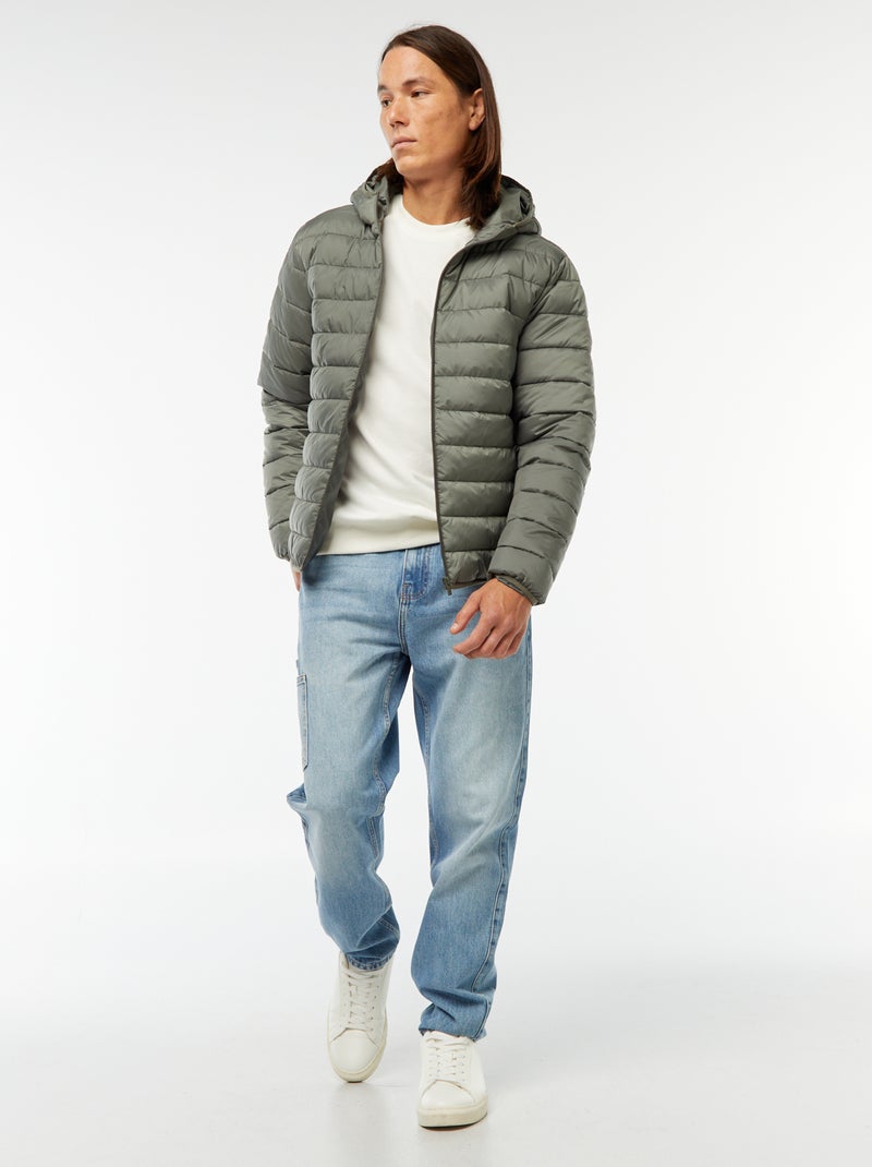 Licht donsjack met capuchon Groen - Kiabi