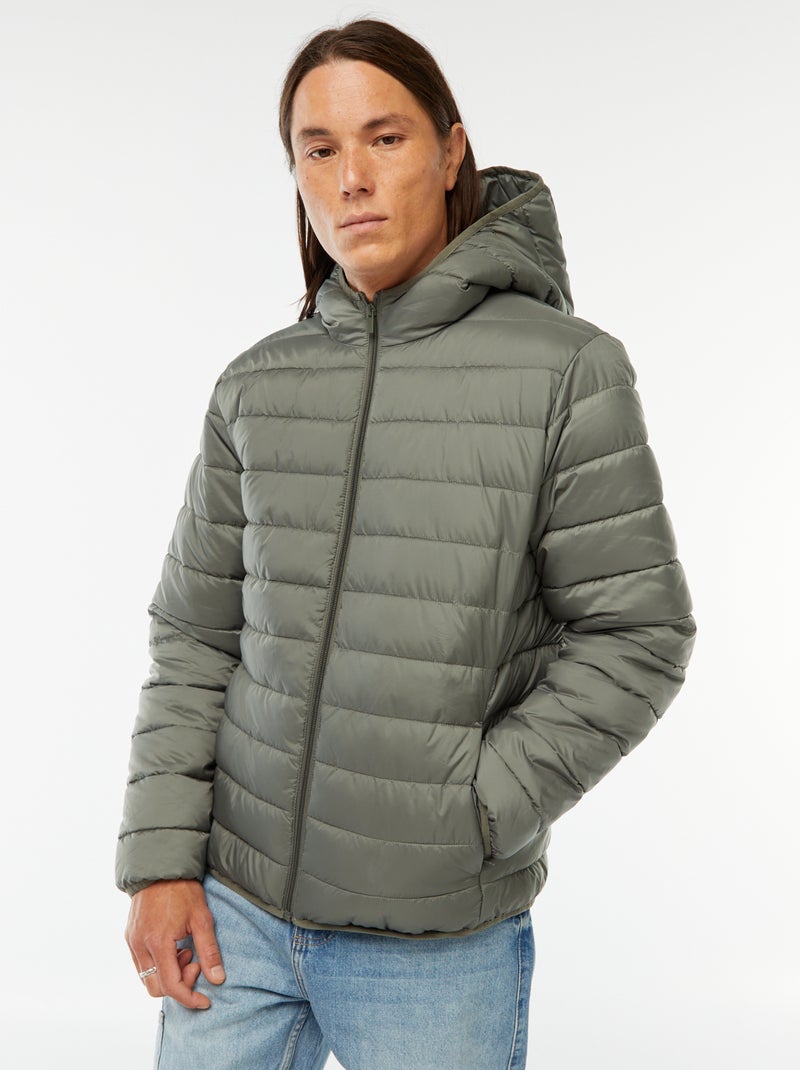 Licht donsjack met capuchon Groen - Kiabi