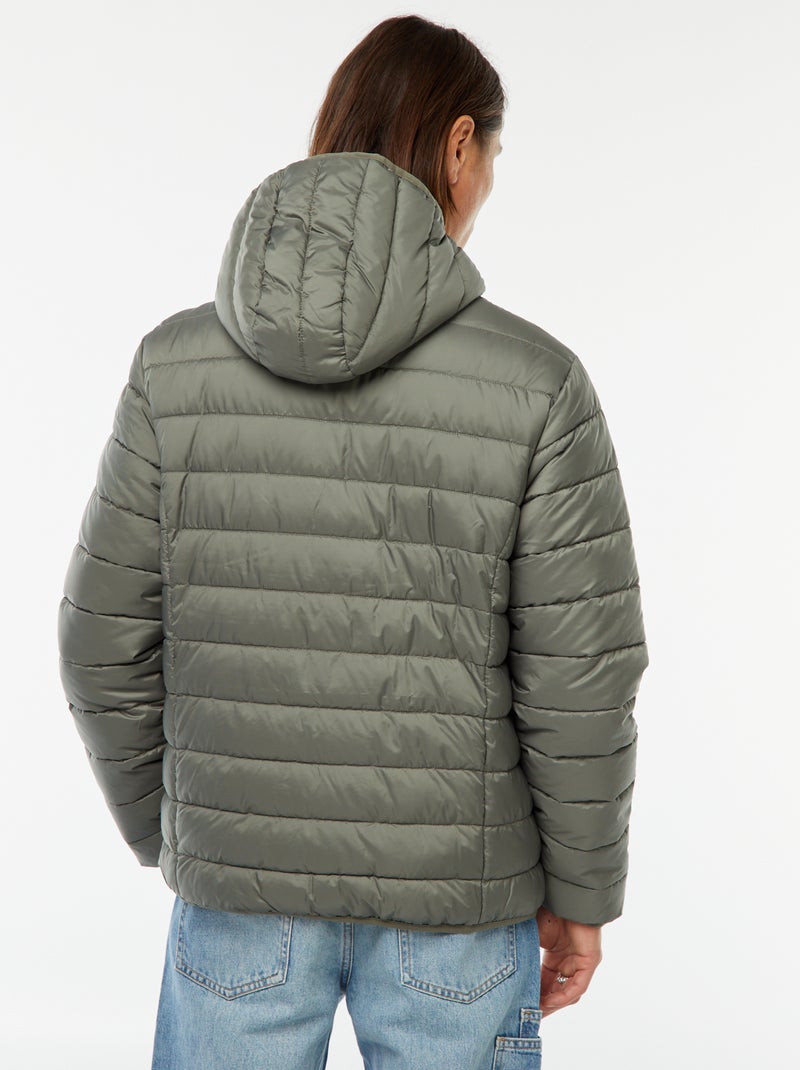 Licht donsjack met capuchon Groen - Kiabi