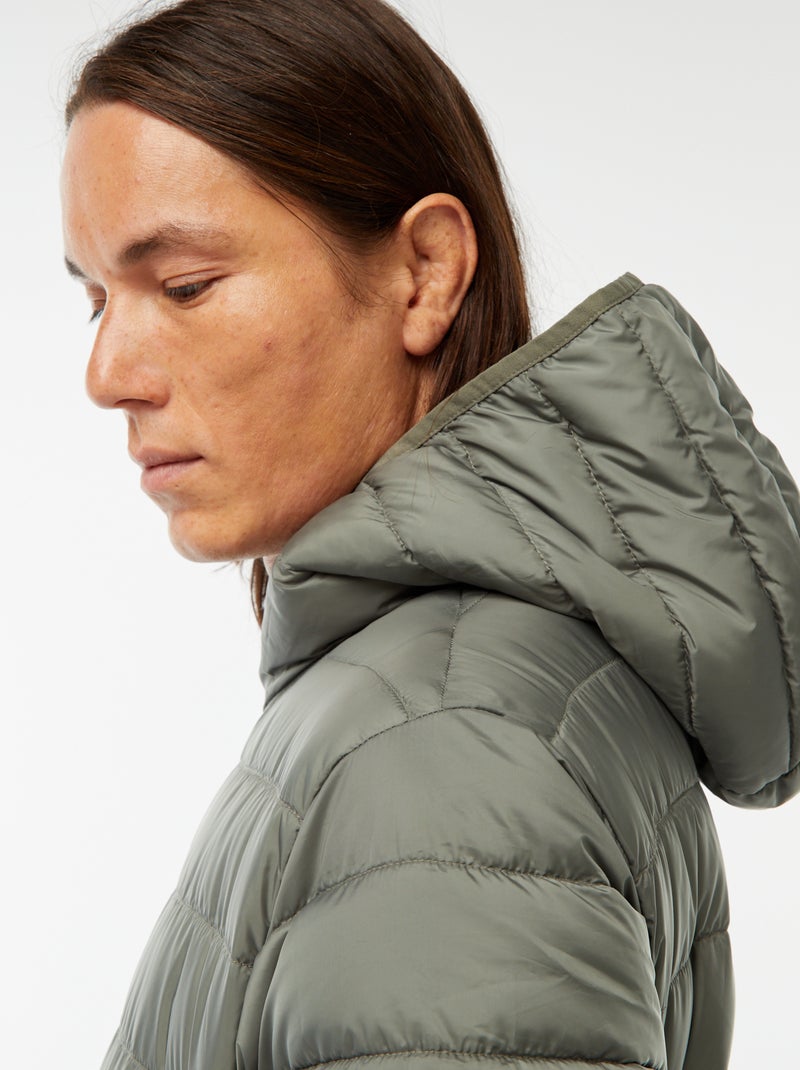 Licht donsjack met capuchon Groen - Kiabi