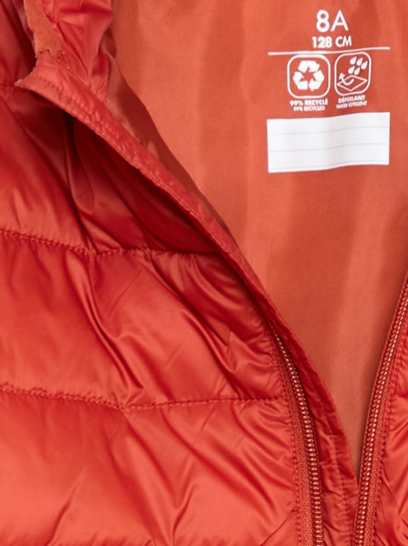 Licht donsjack met capuchon Oranje - Kiabi
