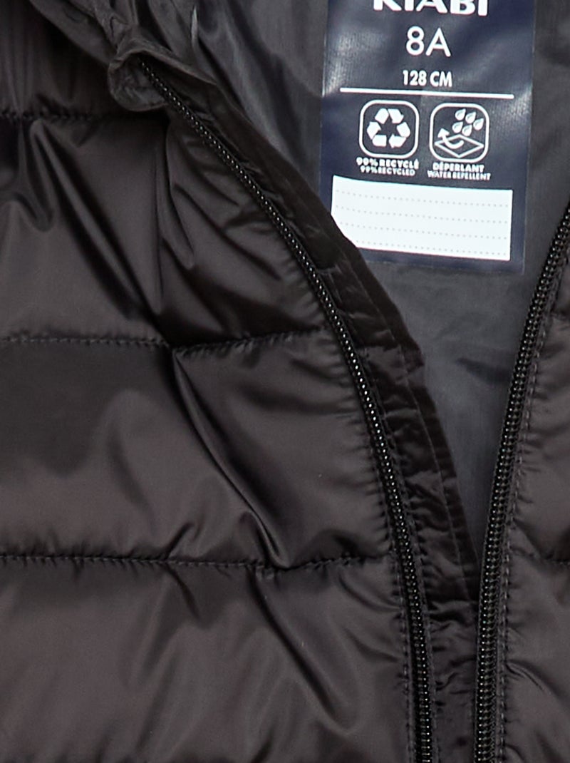 Licht donsjack met capuchon zwart - Kiabi