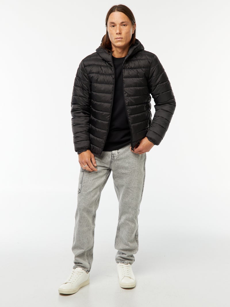 Licht donsjack met capuchon zwart - Kiabi