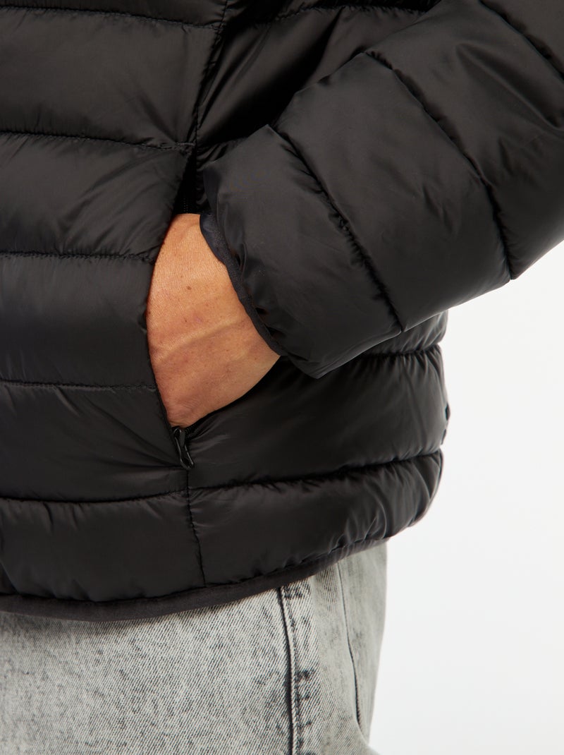 Licht donsjack met capuchon zwart - Kiabi